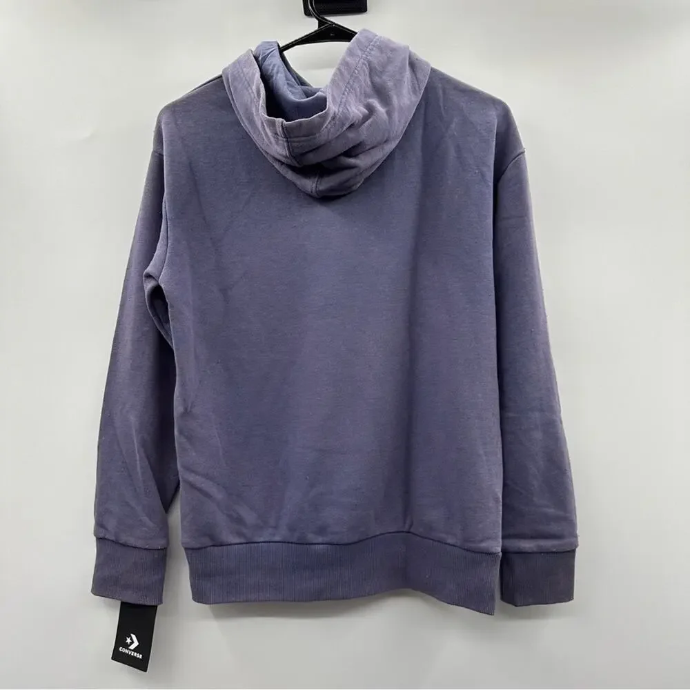 Converse Boy's Slate Purple Washed Long Sleeve Pullover Hoodie Sweatshirt Size L
